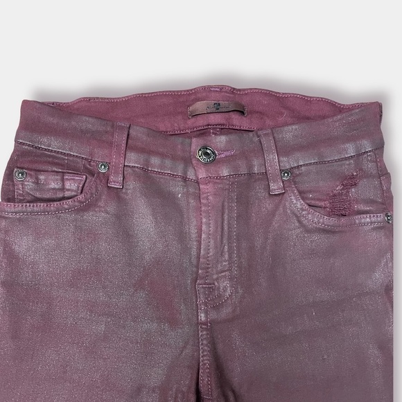7 for All Mankind Coated Burgundy  Skinny Jeans Denim Size 24 - Picture 6 of 10